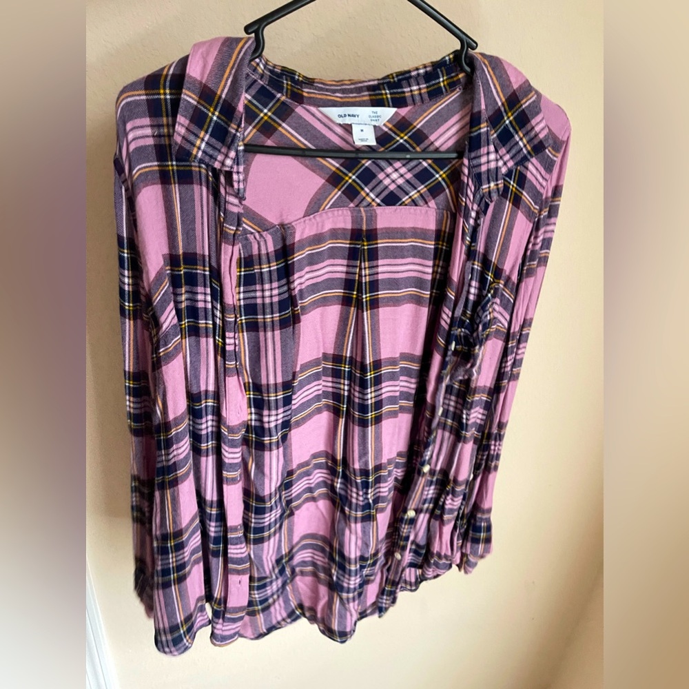 OLD NAVY PURPLE PLAID FLANNEL